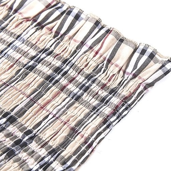 Smocked Burberry-Inspired Print Tube Top - Picture 2 of 6